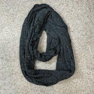 Eileen Fisher Black and Gray Striped Infinity Scarf